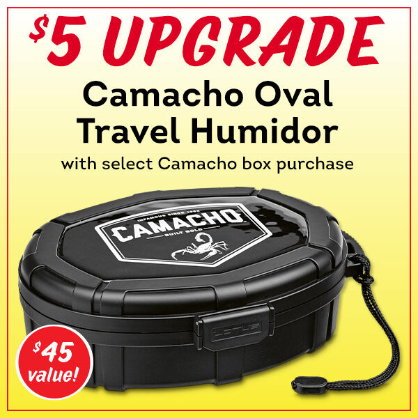 $5 Upgrade Camacho Oval Travel Humidor with select Camacho box purchase