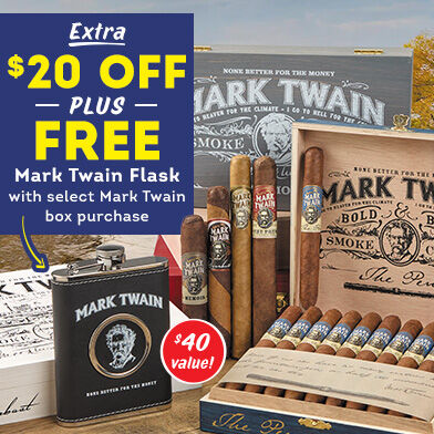 EXTRA $20 OFF Plus FREE Mark Twain Flask with select Mark Twain box purchase