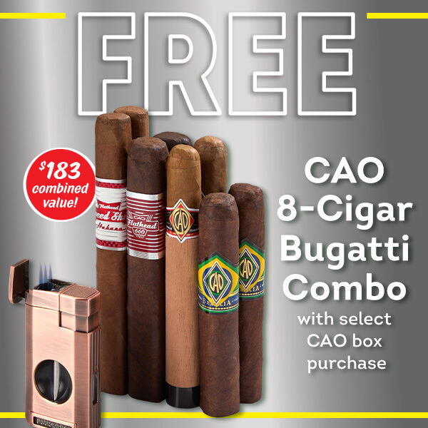 FREE CAO 8-Cigar Bugatti Combo with select CAO box purchase | $183 value!