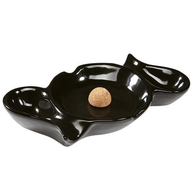 2 Pipe Black Ceramic Ashtray