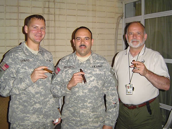 Cpt. Leonard, 1SG Rodriguez and Col Holly USMC Ret. Baghdad Iraq.