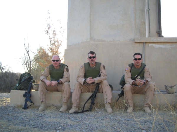From left to right: Jim, Brad, and Brad Gammons at FOB Danger in the middle of Tikrit.