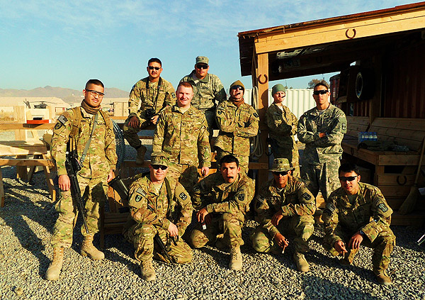 Medical Staff from 352nd Combat Support Hospital (CSH) Cigar Smoke out in Afghanistan, 16 Dec 2011.