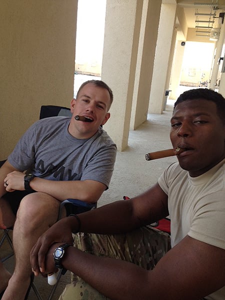 Pictures of troops enjoying cigar Fridays in Afghanistan. "Thank you for the quality cigars."