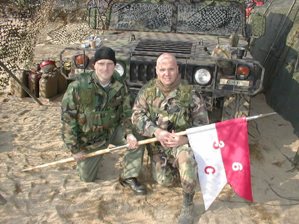 CPT. D.S. Finison (left) and 1SG L. Williamson (right), Charlie Troop, 3rd Squadron, 6th U.S. Cavalry, LZ Tom, Korea, March 2004.