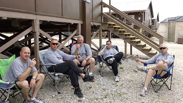 Soldiers from Task Force Aviation, KFOR 14 enjoying Cigars from CI on Easter Sunday in Kosovo.
