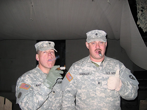 SPC Mahaffey and Manley, Christmas Eve 2006. LSA Anaconda A Co, 449, 36th CAB - Texas Army National Guard.
