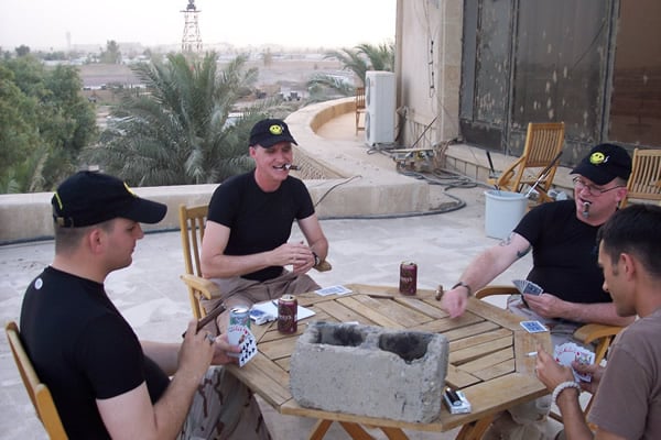 Lt Col Dates and the guys in the Air Force House, Camp Victory, Iraq playing Spades.