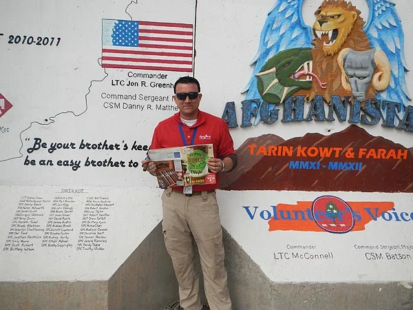 Stephen Schipper Operations Manger DynCorp in Afghanistan - March 8, 2013 (Red Shirt Friday for support our troops). "Love you guys, nice to have a break from the day with a cigar and you ship to APO! Thank you so much."