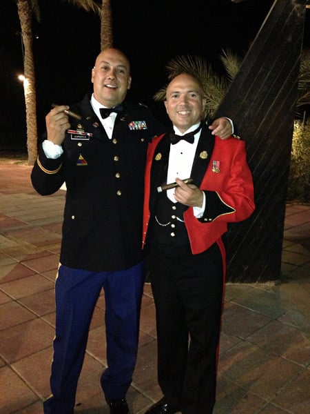 L-R: Captain Tony C. and Captain Philip P. at the MFO (Multinational Forces and Observers) Officers' Club after the Norwegian Christmas dinner in 2012.