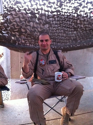 "Capt Valenti enjoying a cigar break!" OEF. Afghanistan, 2011.
