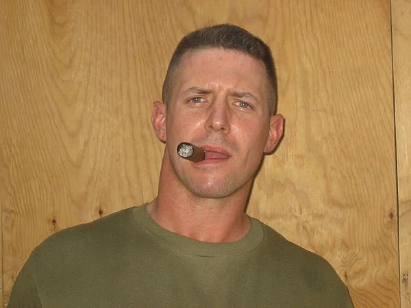 Enjoying a well-deserved cigar at Camp Fallujah Iraq, sent to us by CPL Ronald Graham.