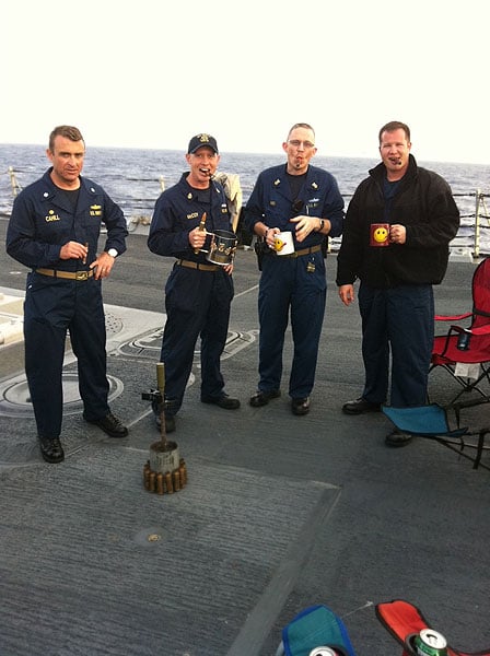 "This is one of the few things us Chiefs on the USS Preble have to look forward to. ... Once in awhile we get a sunny day to enjoy a good cigar with our Captain; or, just us Chiefs trying to relax a little. And of course all our cigars come from CI..."