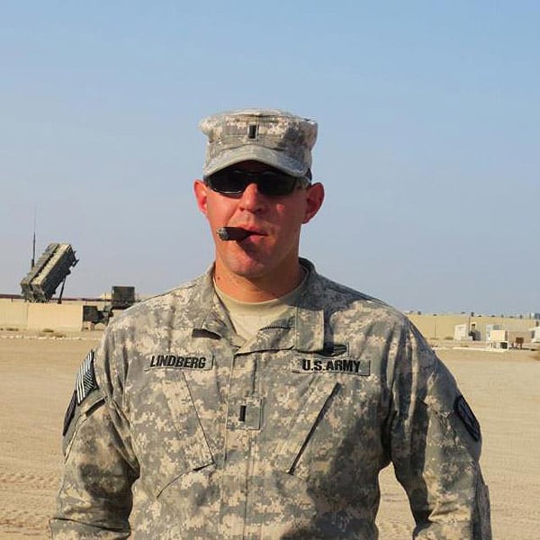 1LT Daniel Lindberg, a member of 4-3 ADA BN deployed to Kuwait. "I've been ordering cigars from you for about the past 7 years and have never been dissappointed. Thanks for supporting us."