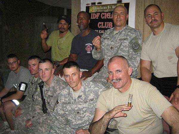 IDF Cigar Club at COS Kalsu enjoying cigar at the porch over pizzas. "Once again, CI has been generous enough to supply supporting the troops. Thanks again CI."