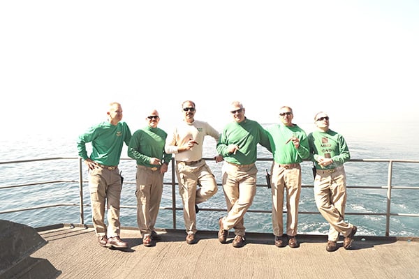 A picture of the Aircraft Intermediate Maintenance Department Division. Officers enjoying the beautiful afternoon with a CI Cigar. "Thank you for your exceptional customer service and continued support. This photo was taken on 19 February 2016 on the Fantail of the USS HARRY S. TRUMAN while deployed in support of Operation INHERENT RESOLVE."