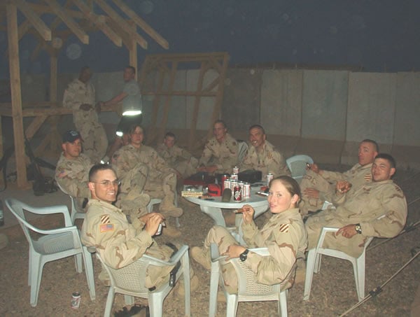 Men and Women of the first 3d Forward Support Battalion Cigar Swap held on April 05 in Iraq.