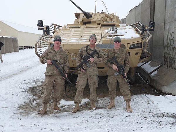 L to R: SPC. Brown, PFC George, and SPC Robison of the 45th IBCT in Afghanistan.