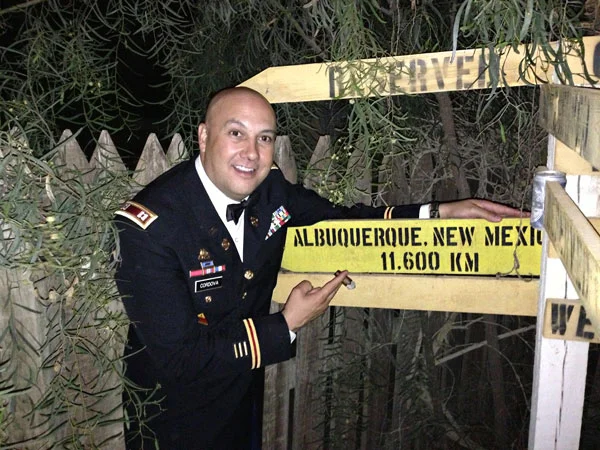 Captain Tony C. from the New Mexico National Guard in Egypt with the end of a Ghurkha Legend.