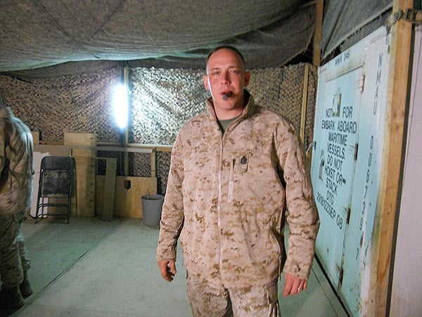 Gunny Devor enjoying a CAO MX2 after a long day in Afghanistan.