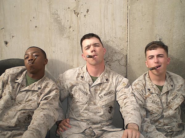 Cpl Gilliam, Cpl Graham, and Cpl Babb at Camp Fallujah Iraq.
