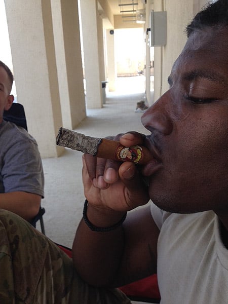 Pictures of troops enjoying cigar Fridays in Afghanistan. "Thank you for the quality cigars."