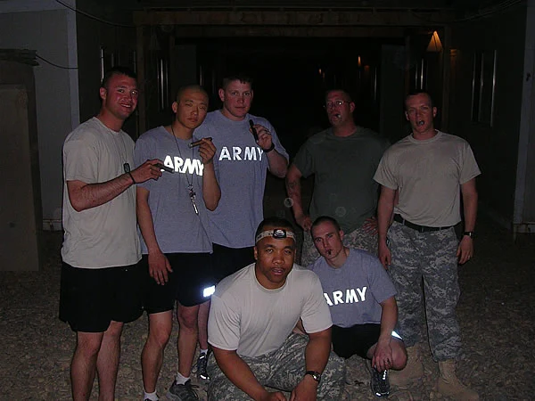 Eco 1-1 ARB enjoying CI finest at COB Speicher, IraqFrom left to right: SPC Thompson, SPC Butto, SGT Miller, SGT Peebles, SGT Stallings, SGT Church, and CPT Richardson.