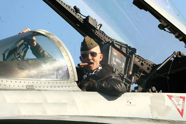 Greetings,This is a picture of our Executive Officer in his Joe pose. We are currently deployed aboard the USS TRUMAN. We are a Marine F/A 18 squadron (VMFA-312).Semper Fi.