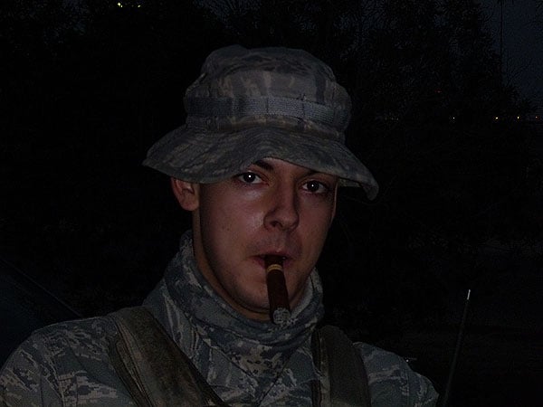Airman First Class Mykal Anstrom enjoying an amazing Dominican Cohiba cigar in Kuwait. "Even with full access to Cuban Cohiba cigars I still preferred the Dominican versions y&rsquo;all provided to me."