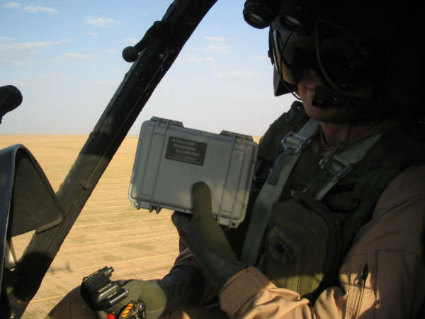Bradley Gammons flying east of Tikrit showing off a humidor.